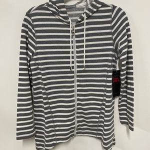 NWT - Sharkbite Hem Gray & Ivory Zip Up Hoodie - S
